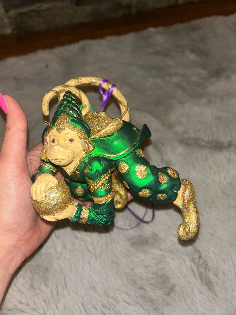 Vintage Mark Robert’s Green and Gold Fantasy Monkey Ornament